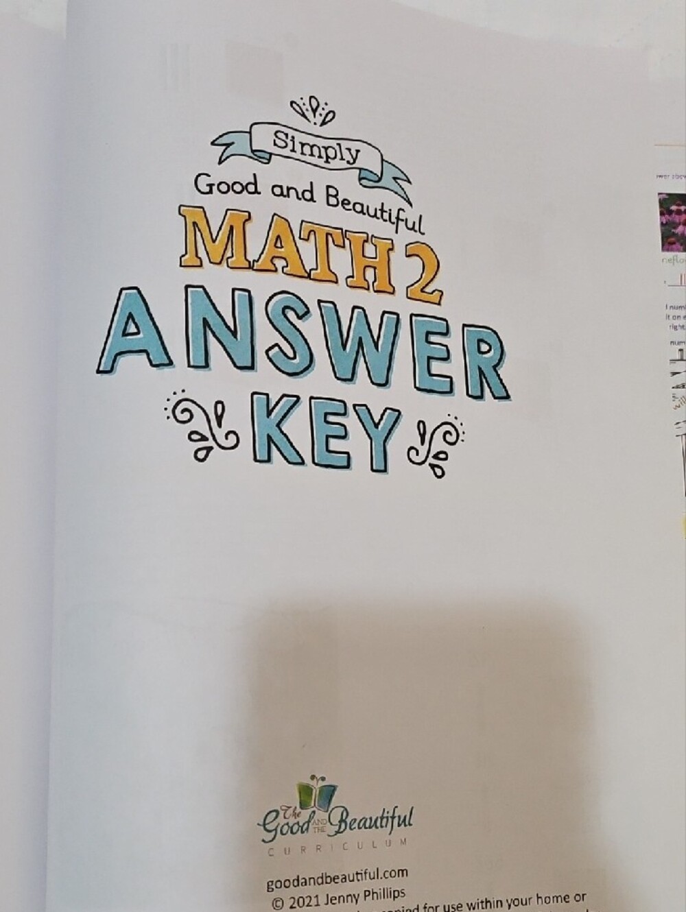 Good And Beautiful Math 2 Answer Key - Yellow/Blue - Picture 2 of 3